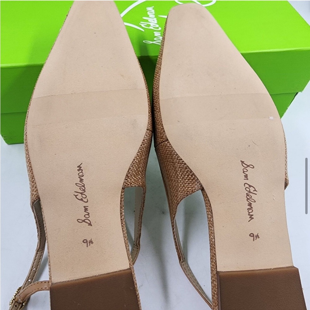 NWT Sam Edelman Cleo Raffia Tan Slingback Flats - Picture 5 of 9